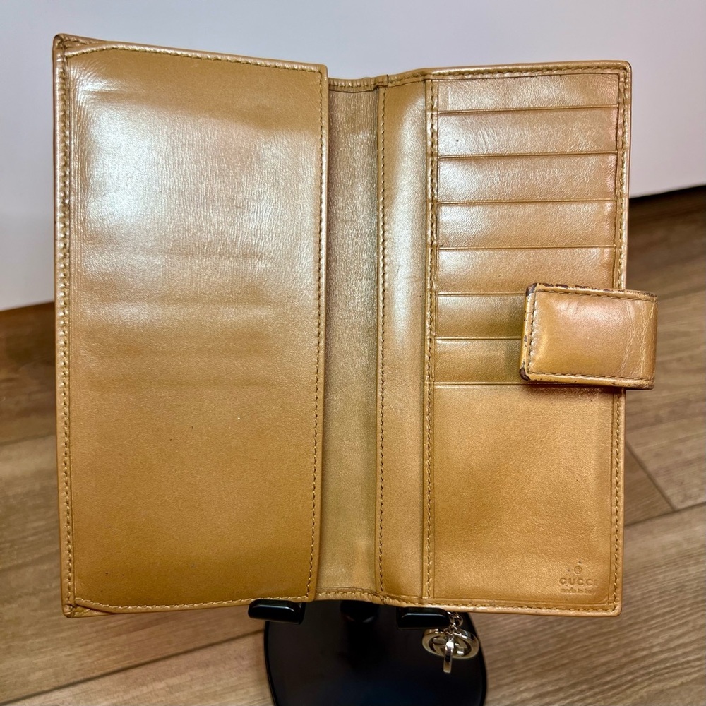 GUCCI Long Wallet with G Charm GG Canvas Leather in Beige - Picture 9 of 13